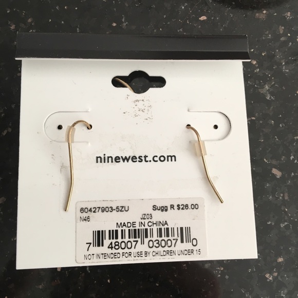 Nine West circular hanging gold hoops with crystals - Picture 5 of 5